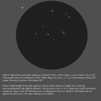 Observations July 11 through the 13th; Setting up XX14i with Pictures; Observing NGC 5866, 5907, 6207, 5634,